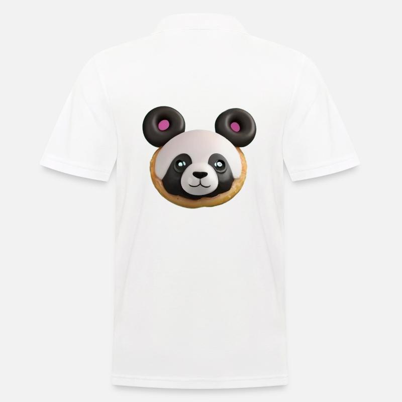 Panda Triple Donuts - Männer Poloshirt - Weiß