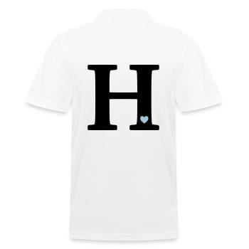 Buchstabe H Anfangsbuchstabe - Männer Poloshirt - Weiß - Hinten - Kai (181cm)