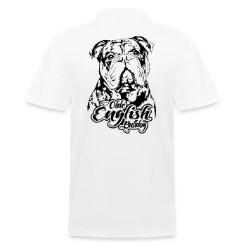 OLDE ENGLISH BULLDOG Portrait Hunde OEB Wilsigns - Männer Poloshirt - Weiß - Hinten - Kai (181cm)