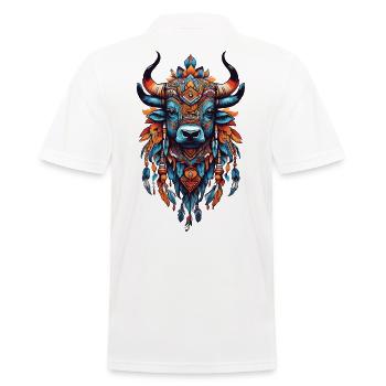 Spirituelle Kuh Indische Mystik & Meditation - Männer Poloshirt - Weiß - Hinten - Kai (181cm)