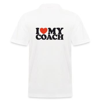 I Love My Coach Heart Shirt - Men's Polo Shirt - white - Back - Kai (181cm)