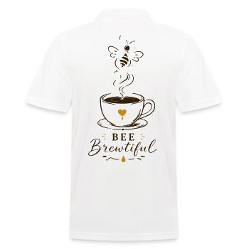 BEE Brewtiful Coffee Mug Design - Men's Polo Shirt - white - Back - Kai (181cm)