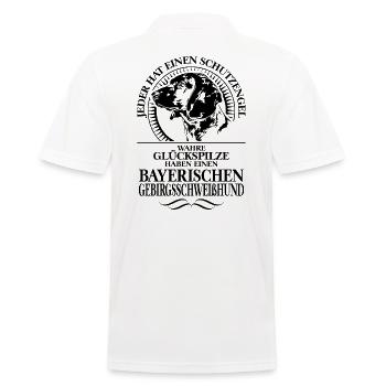 BAYERISCHER GEBIRGSSCHWEISSHUND Schutzengel Spruch - Männer Poloshirt - Weiß - Hinten - Kai (181cm)