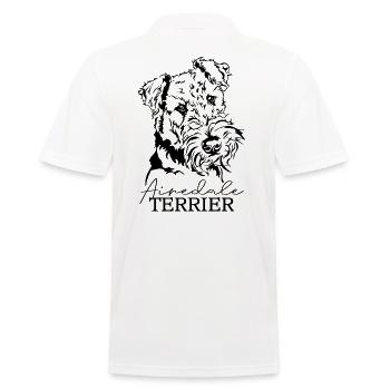 AIREDALE TERRIER Dog Portrait Dog Wilsigns - Men's Polo Shirt - white - Back - Kai (181cm)