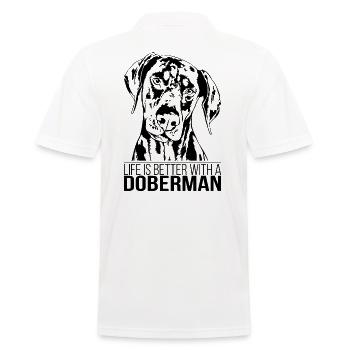DOBERMAN life is better canins chiens wilsigns - Polo Homme - blanc - Dos - Kai (181cm)