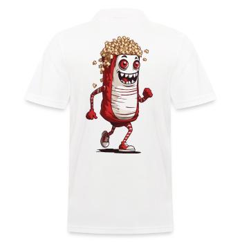 Lustiges Monster Popcorn Halloween Filmabend - Männer Poloshirt - Weiß - Hinten - Kai (181cm)