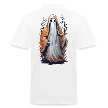 Funny Halloween Ghost Costume Design - Men's Polo Shirt - white - Back - Kai (181cm)