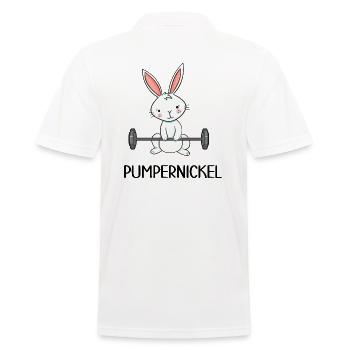 fitness pumpernickel no excuses sport protein - Männer Poloshirt - Weiß - Hinten - Kai (181cm)
