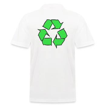 Recycling Symbol, dekorative Zeichnung, anpassbar. - Männer Poloshirt - Weiß - Hinten - Kai (181cm)