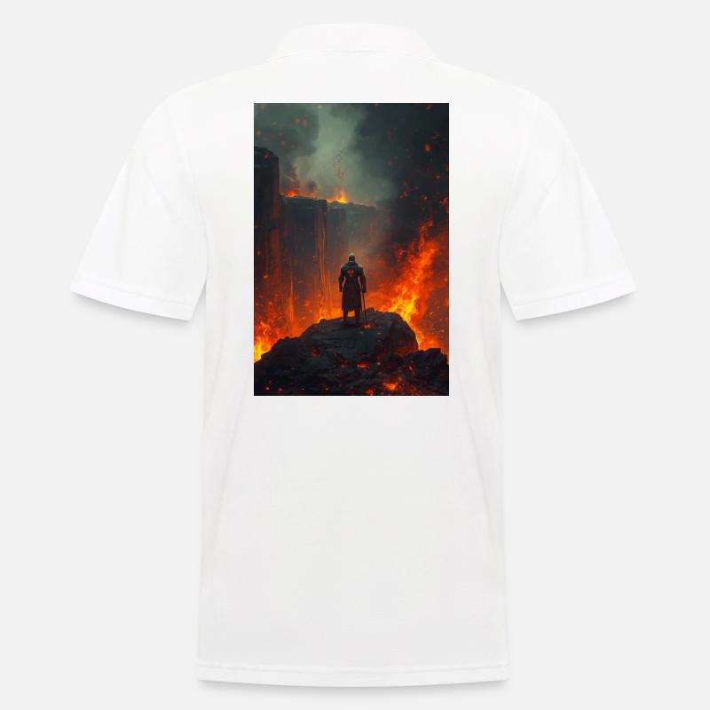 Flammender Ritter am Lavafeld - Männer Poloshirt - Weiß
