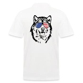 ALASKAN MALAMUTE Amérique Flag Dogs Wilsigns - Polo Homme - blanc - Dos - Kai (181cm)