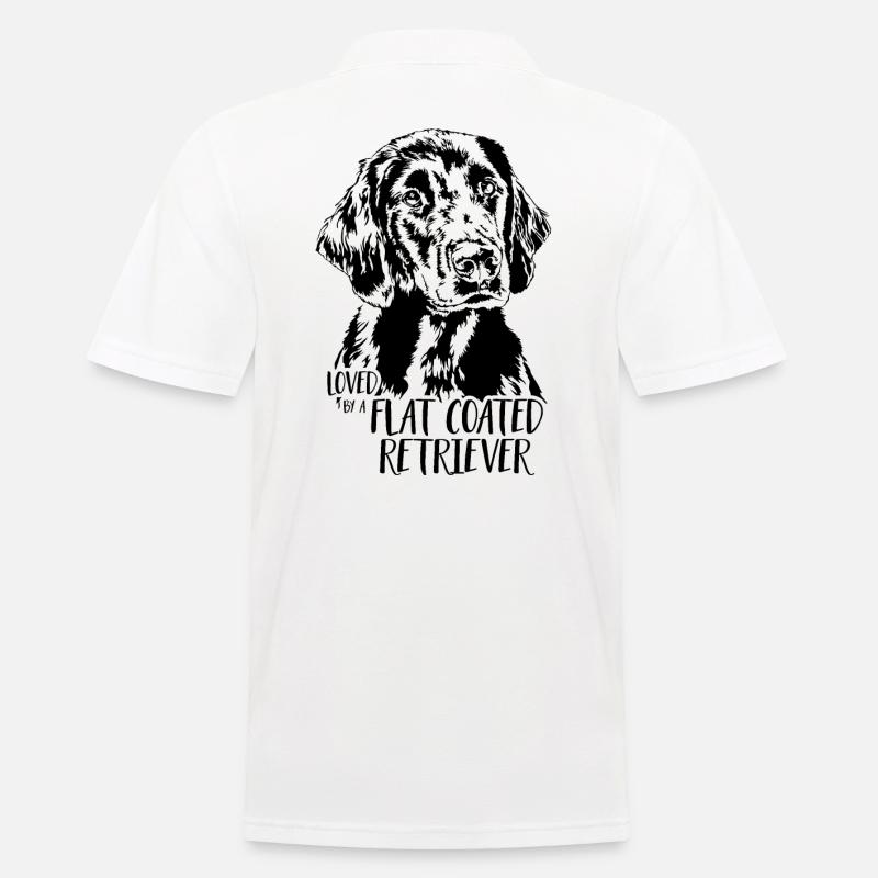 Loved by a Flat Coated Retriever Hundespruch Hunde - Männer Poloshirt - Weiß