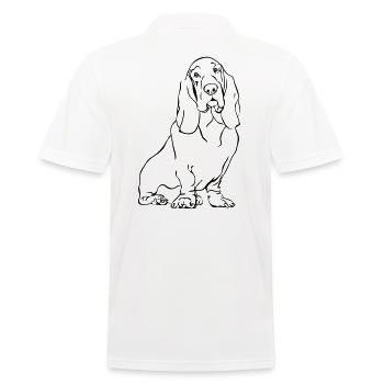 BASSET HOUND sitzend Hund Hunde Wilsigns - Männer Poloshirt - Weiß - Hinten - Kai (181cm)