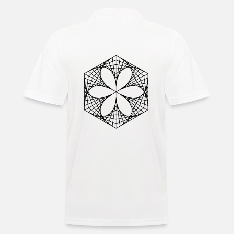 Fleur abstraite dans l’hexagone - Polo Homme - blanc