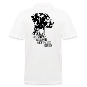 Loved by a German Shorthaired Pointer Hundespruch - Männer Poloshirt - Weiß - Hinten - Kai (181cm)