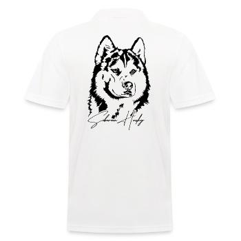 Siberian Husky Portrait Dog Dog Wilsigns - Men's Polo Shirt - white - Back - Kai (181cm)