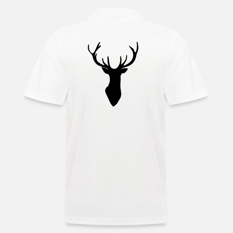 Hirschkopf Hirsch Geweih Silhouette schwarz - Männer Poloshirt - Weiß