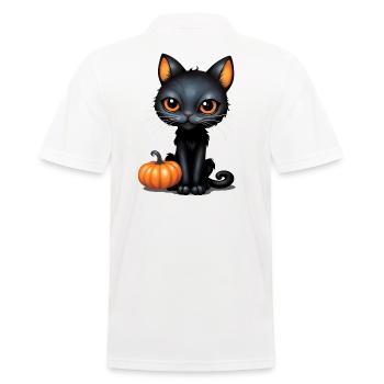 Chat Halloween Chat Noir Citrouille - Polo Homme - blanc - Dos - Kai (181cm)
