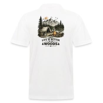 Life Is Better In The Woods | Camping 2.0 - Männer Poloshirt - Weiß - Hinten - Kai (181cm)