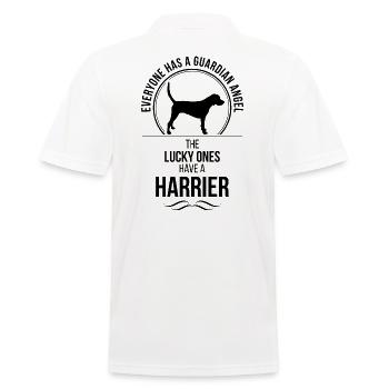 HARRIER Guardian Angel Hunde Spruch Wilsigns - Männer Poloshirt - Weiß - Hinten - Kai (181cm)