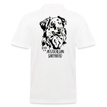 Loved by an Australian Shepherd Dog Wilsigns - Men's Polo Shirt - white - Back - Kai (181cm)