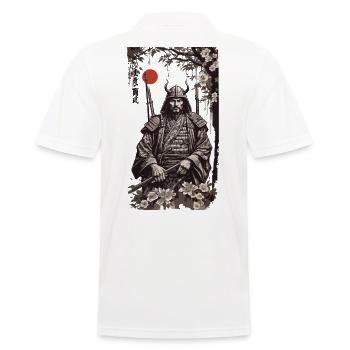 Retro Samurai Klassischer Shogun Kunststil - Männer Poloshirt - Weiß - Hinten - Kai (181cm)