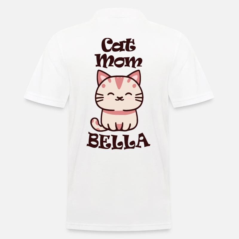 Bella Nom Prénom avec chat - Polo Homme - blanc