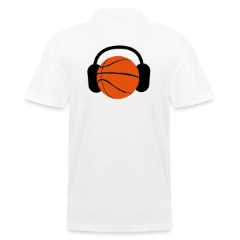 BASKETBALL mit Kopfhörern Musik zu hören - Männer Poloshirt - Weiß - Hinten - Kai (181cm)