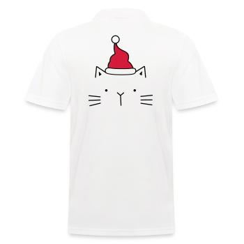 Katze Nikolaus Weihnachtsmann Mütze Weihnachten - Männer Poloshirt - Weiß - Hinten - Kai (181cm)