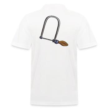 Laubsäge | fretsaw - Männer Poloshirt - Weiß - Hinten - Kai (181cm)