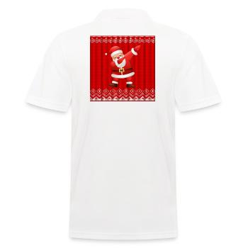 Frohe Weihnachten, frohe Feiertage, Weihnachtsmann - Männer Poloshirt - Weiß - Hinten - Kai (181cm)