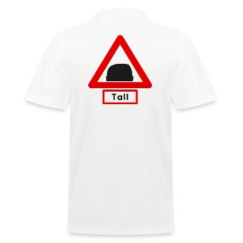 Warning: Tall! Head symbol 🚧 - Men's Polo Shirt - white - Back - Kai (181cm)
