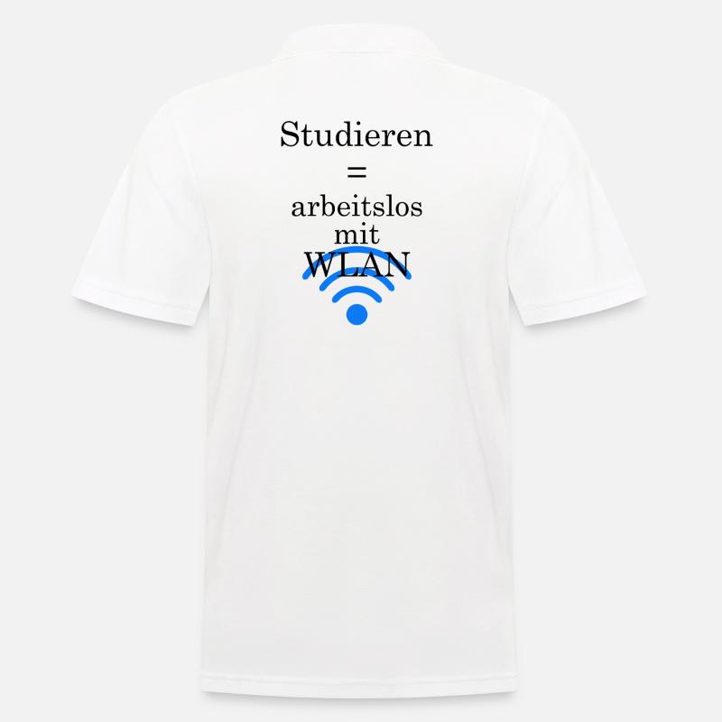 Unispruch "Arbeitslos mit WLAN" Geschenk Studenten - Männer Poloshirt - Weiß