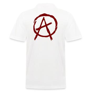 Anarchie Symbol im Kreis - dunkelrot - Männer Poloshirt - Weiß - Hinten - Kai (181cm)