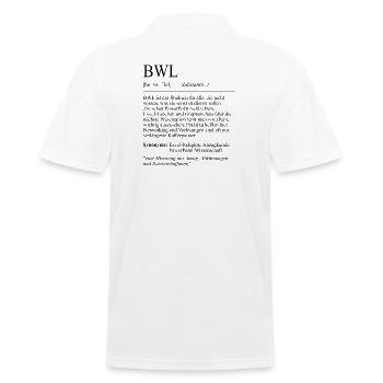 Unispruch "BWL" Student Geschenk, Studenten - Männer Poloshirt - Weiß - Hinten - Kai (181cm)