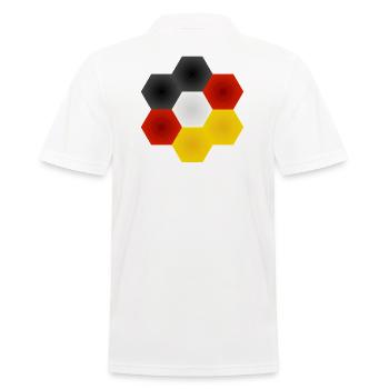 Honigwaben Farbenspiel Deutschlandfahne. - Männer Poloshirt - Weiß - Hinten - Kai (181cm)