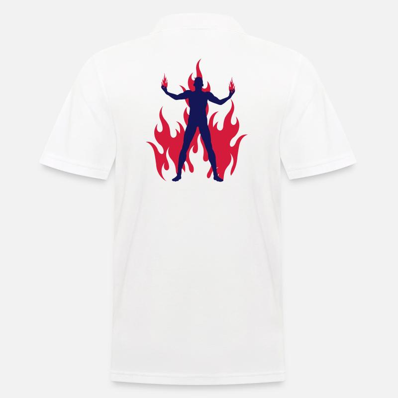 rocking devil - rockender teufel - flammen flames - Männer Poloshirt - Weiß