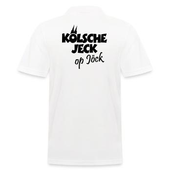 Kölsche Jeck op Jöck Kölsch Köln - Männer Poloshirt - Weiß - Hinten - Kai (181cm)