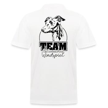 TEAM ITALIENISCHES WINDSPIEL Windhund Wilsigns - Männer Poloshirt - Weiß - Hinten - Kai (181cm)