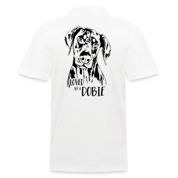 Loved by a Dobie dog saying Doberman Wilsigns - Men's Polo Shirt - white - Back - Kai (181cm)