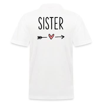 Sister coeur flèche amour petite amie cadeau - Polo Homme - blanc - Dos - Kai (181cm)