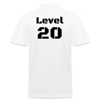 Level 20 - Männer Poloshirt - Weiß - Hinten - Kai (181cm)