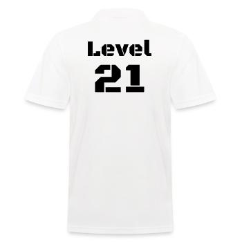 Level 21 - Männer Poloshirt - Weiß - Hinten - Kai (181cm)