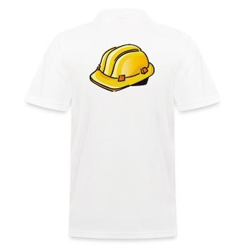 gelber Bauhelm | hard hat - Männer Poloshirt - Weiß - Hinten - Kai (181cm)