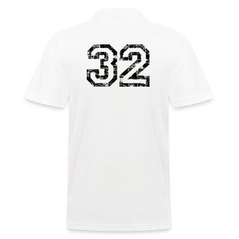 Zahl 32 (Vintage Weiß) 32. Geburtstag Nr. 32 - Männer Poloshirt - Weiß - Hinten - Kai (181cm)
