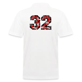 Zahl 32 (Vintage Rot 32. Geburtstag Nr. 32 - Männer Poloshirt - Weiß - Hinten - Kai (181cm)