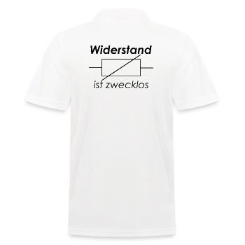 Unispruch "Widerstand ist zwecklos" Studenten - Männer Poloshirt - Weiß - Hinten - Kai (181cm)