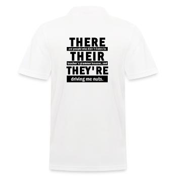Teacher teacher School English there their they're - Men's Polo Shirt - white - Back - Kai (181cm)