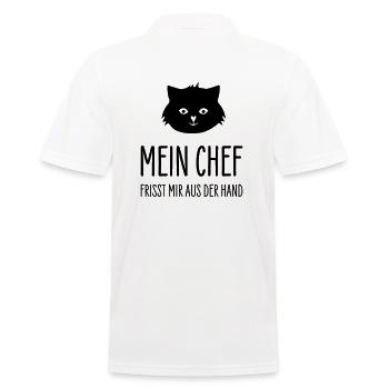 Chat Mon patron me bouffe la main - Cat boss - Polo Homme - blanc - Dos - Kai (181cm)