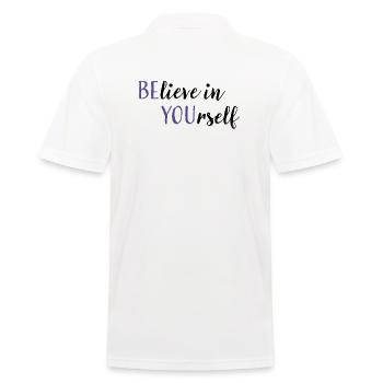Croyez en vous-même | Dire avec 2 sens - Polo Homme - blanc - Dos - Kai (181cm)